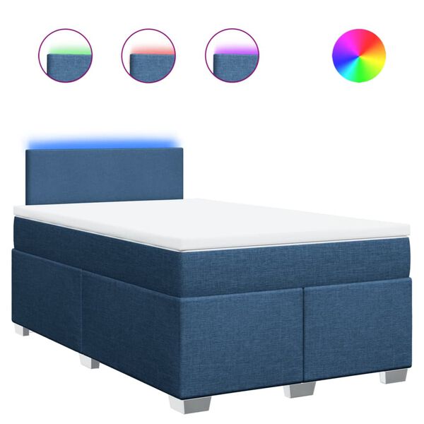 vidaXL Sommier &agrave; lattes de lit avec matelas Bleu 120x200 cm Tissu