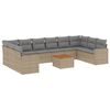 vidaXL Salon de jardin 11 pcs avec coussins beige r&eacute;sine tress&eacute;e