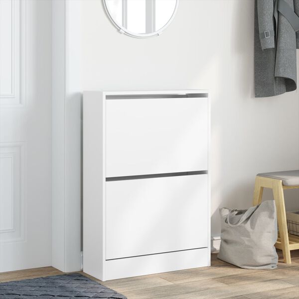vidaXL Armoire &agrave; chaussures blanc 60x21x87,5 cm bois d'ing&eacute;nierie