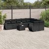 vidaXL Salon de jardin 10 pcs avec coussins noir r&eacute;sine tress&eacute;e