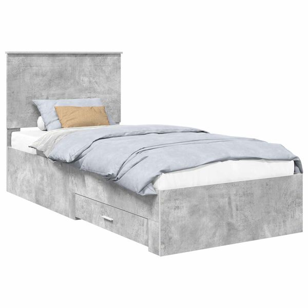vidaXL Cadre de lit Gris b&eacute;ton 100 x 200 cm Bois d'ing&eacute;nierie