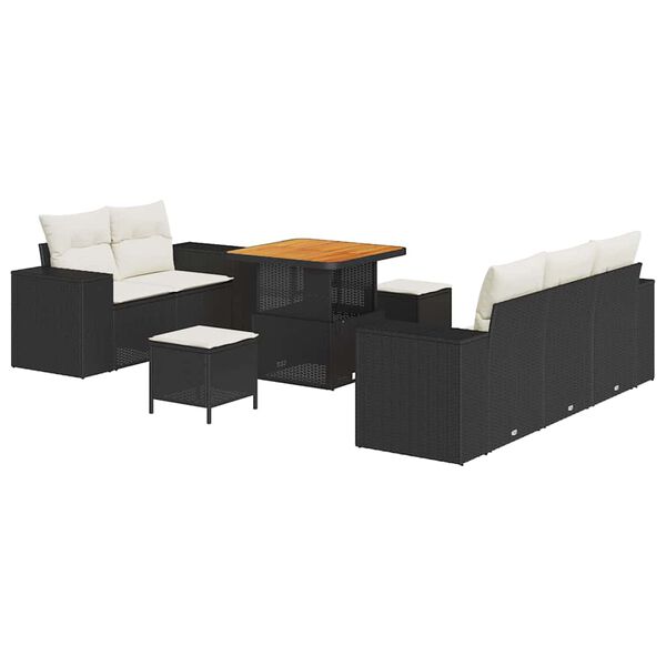 vidaXL Ensemble de canap&eacute; de jardin 8 pcs Noir polyrotin