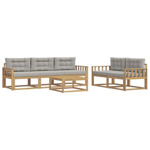 vidaXL Ensemble de canap&eacute;s d'ext&eacute;rieur 6 pc Blanc et gris clair