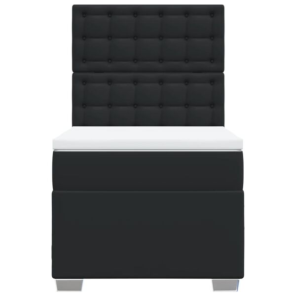vidaXL Sommier &agrave; lattes de lit avec matelas Noir 80x200cm Similicuir