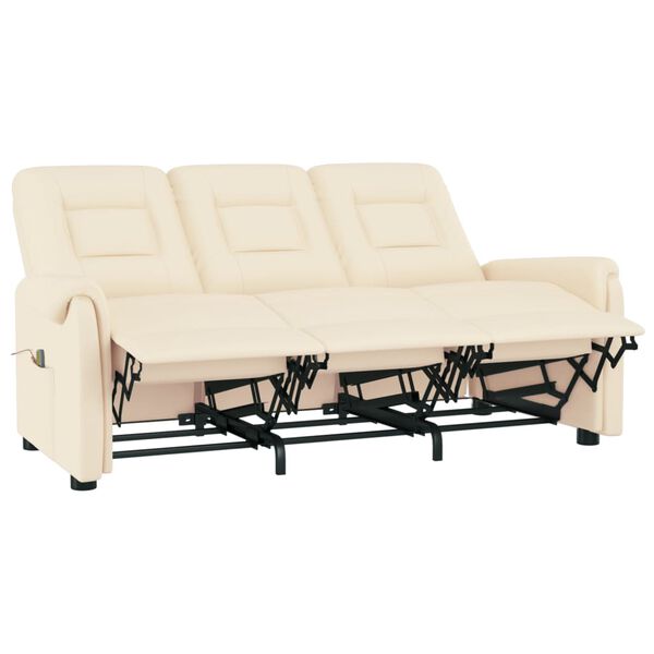 vidaXL Fauteuil de massage inclinable 3 places crème similicuir