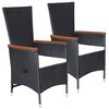 vidaXL Ensemble &agrave; manger de jardin 3 pcs Noir
