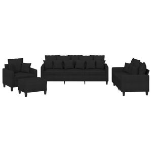 vidaXL Ensemble de canap&eacute;s 4 pcs avec coussins noir tissu