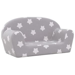 vidaXL Canap&eacute; enfants 2 places gris clair avec &eacute;toiles peluche douce
