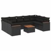 vidaXL Salon de jardin 10 pcs avec coussins noir r&eacute;sine tress&eacute;e