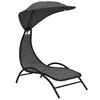 vidaXL Chaise longue et auvent gris fonc&eacute; 167x80x195 cm tissu et acier