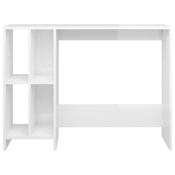 vidaXL Bureau d'ordinateur portable blanc brillant bois d'ing&eacute;nierie