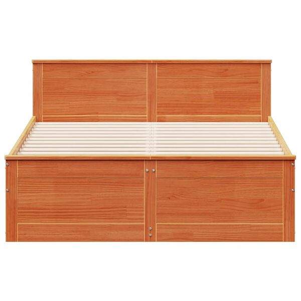 vidaXL Cadre de lit sans matelas avec t&ecirc;te de lit brun cire 140x190 cm