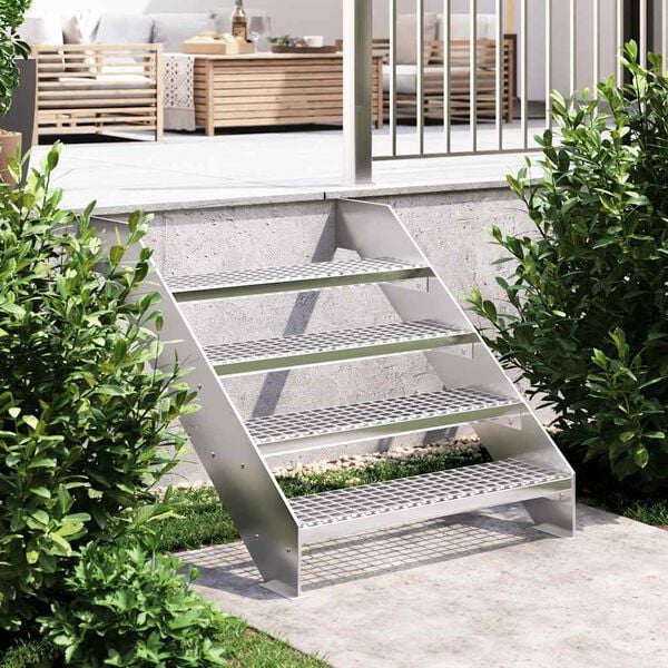 vidaXL Escalier en caillebotis 80x24x7 cm acier galvanis&eacute;