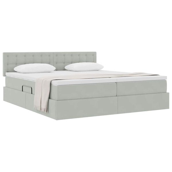 vidaXL Lit de Rangement avec matelas Gris clair 100 x 200 cm
