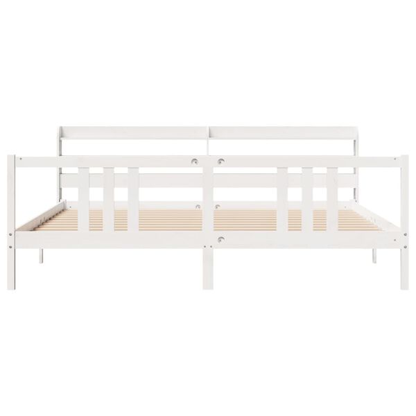 vidaXL Cadre de lit avec t&ecirc;te de lit sans matelas blanc 200x200 cm