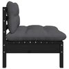 vidaXL Salon de jardin 3 pcs avec coussins Noir Bois de pin massif