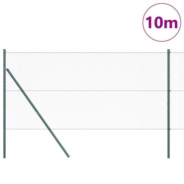 vidaXL Poteau de cl&ocirc;ture. Vert 10 x 1 m (treillis de 25 mm)