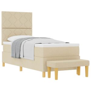 vidaXL Lit &agrave; ressorts avec coussin Cr&egrave;me 200 x 80 cm tissu