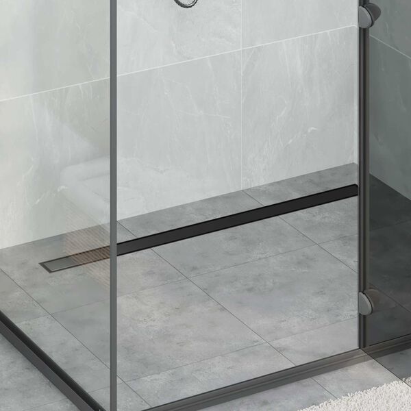 vidaXL &Eacute;vacuation de douche 2-en-1 avec siphon &agrave; 360&deg; Noir 100 cm