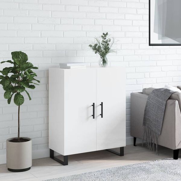 vidaXL Buffet Blanc brillant 69,5x34x90 cm Bois d'ing&eacute;nierie