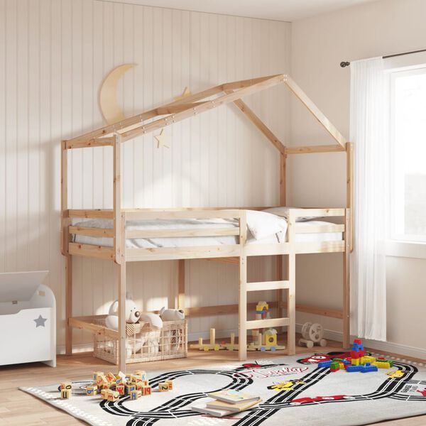 vidaXL Lit superpos&eacute; avec &eacute;chelle et toit sans matelas 90x190 cm