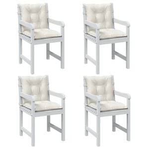 vidaXL Coussins de chaise &agrave; dossier bas lot de 4 cr&egrave;me m&eacute;lang&eacute; tissu