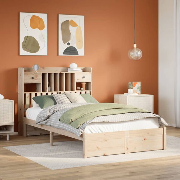 vidaXL Lit biblioth&egrave;que sans matelas 135x190 cm bois de pin massif