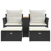 vidaXL Canap&eacute; de jardin 2 places avec tabourets noir r&eacute;sine tress&eacute;e