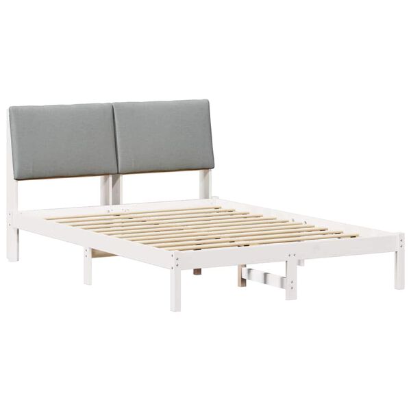 vidaXL Cadre de lit avec t&ecirc;te de lit Blanc et gris clair 150 x 200 cm