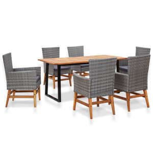 vidaXL Mobilier d'ext&eacute;rieur 7 pcs r&eacute;sine tress&eacute;e et bois d'acacia gris