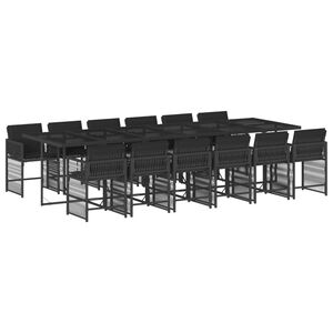 vidaXL Ensemble &agrave; manger de jardin 13 pcs coussins noir r&eacute;sine tress&eacute;e