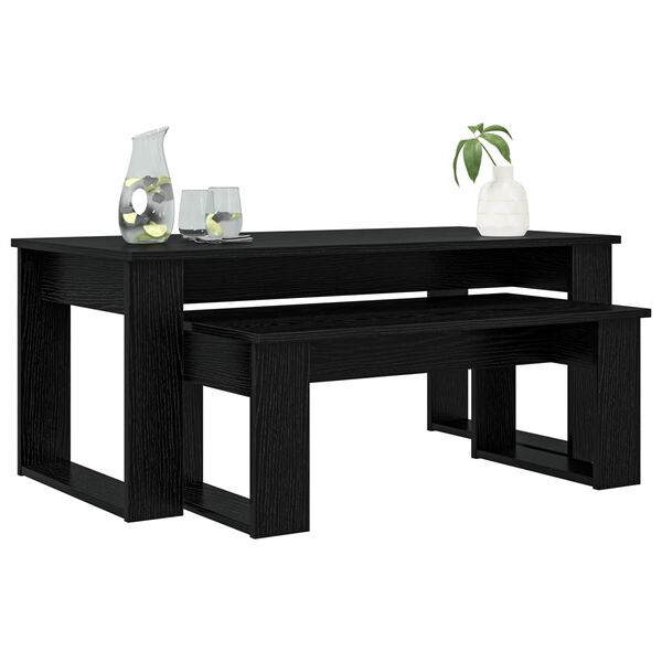 vidaXL Ensemble de tables basses 2 pcs Ch&ecirc;ne noir Bois d'ing&eacute;nierie