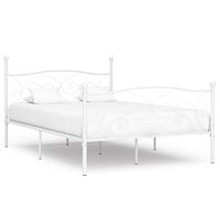 vidaXL Cadre de lit et sommier à lattes Blanc Métal 160 x 200 cm