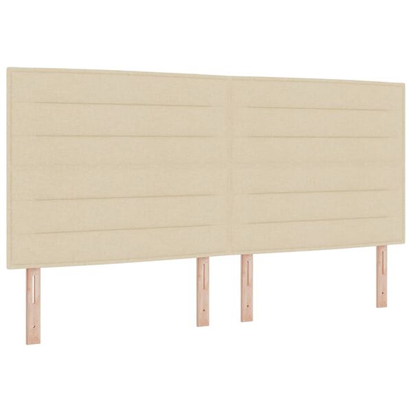 vidaXL Lit &agrave; ressorts avec matelas Cr&egrave;me 200 x 200 cm tissu