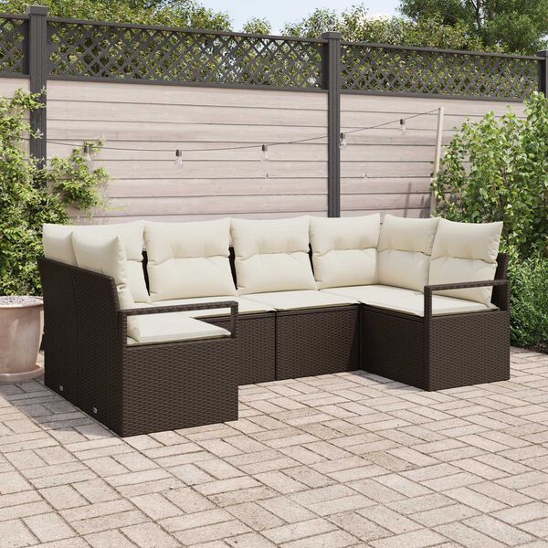 vidaXL Ensemble de Canap&eacute;s avec coussin 6 pcs Marron polyrotin