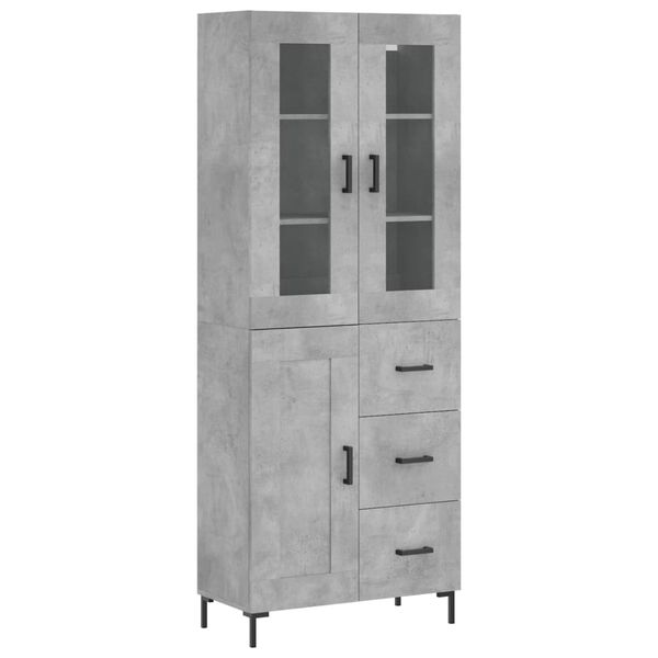 vidaXL Buffet haut Gris b&eacute;ton 69,5x34x180 cm Bois d'ing&eacute;nierie