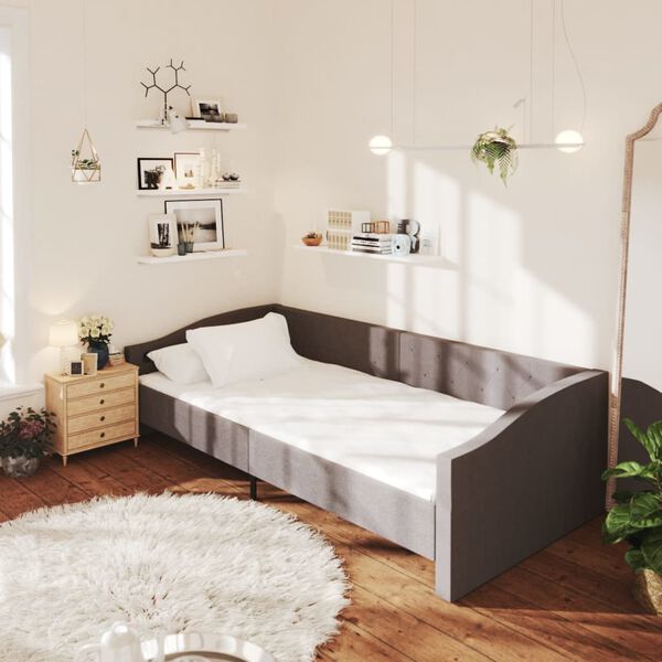 vidaXL Lit avec matelas et USB Gris fonc&eacute; Tissu 90x200 cm