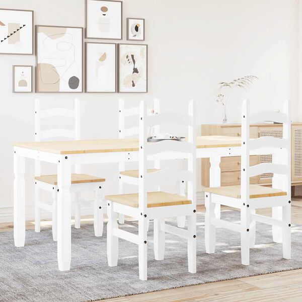 vidaXL Ensemble &agrave; manger Panama 5 pcs blanc bois de pin massif
