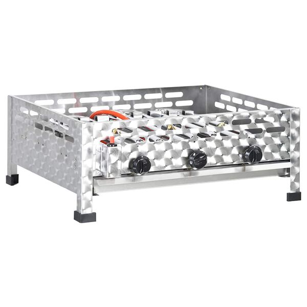 vidaXL Grill commercial &agrave; gaz 3 zones de cuisson Inox Argent&eacute;