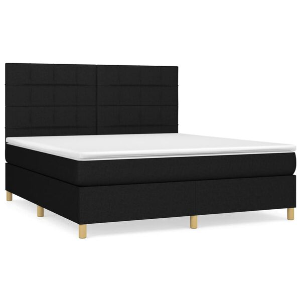 vidaXL Sommier &agrave; lattes de lit avec matelas Noir 180x200 cm Tissu