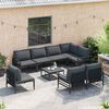 vidaXL Ensemble de canap&eacute; de jardin avec coussin 9 pcs Noir Acier