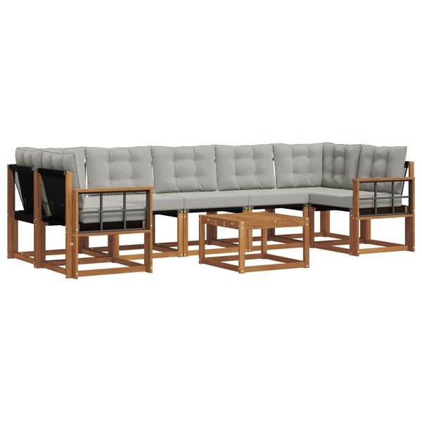vidaXL Ensemble de canap&eacute;s d'ext&eacute;rieur 8 pcs Gris Naturel et Clair