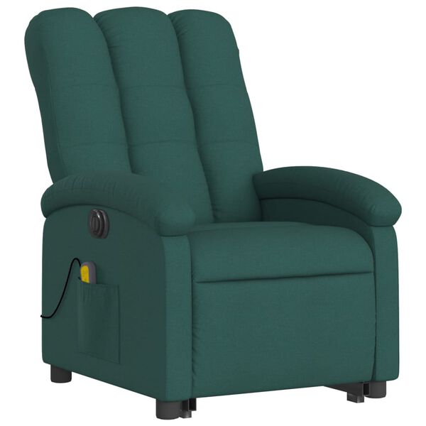 vidaXL Fauteuil inclinable de massage &eacute;lectrique Vert fonc&eacute; Tissu