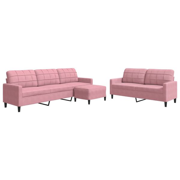 vidaXL Ensemble de canap&eacute;s 3 pcs avec coussins Rose Velours