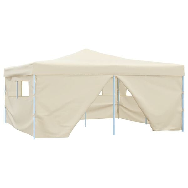 vidaXL Belv&eacute;d&egrave;re pliable avec 4 parois 5x5 m Cr&egrave;me