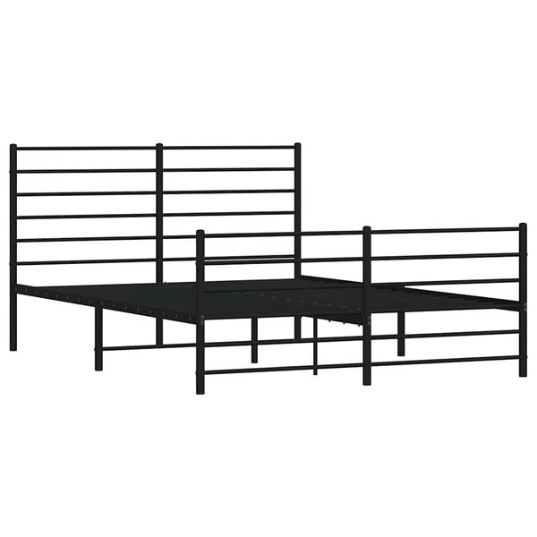 vidaXL Cadre de lit m&eacute;tal sans matelas avec pied de lit noir 120x200cm