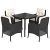 vidaXL Ensemble &agrave; manger de jardin coussins 5pcs Noir R&eacute;sine tress&eacute;e