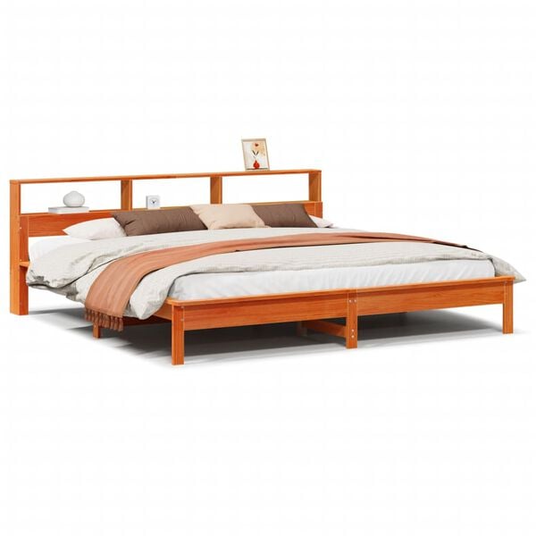 vidaXL Cadre de lit sans matelas cire marron 200x200cm bois pin massif