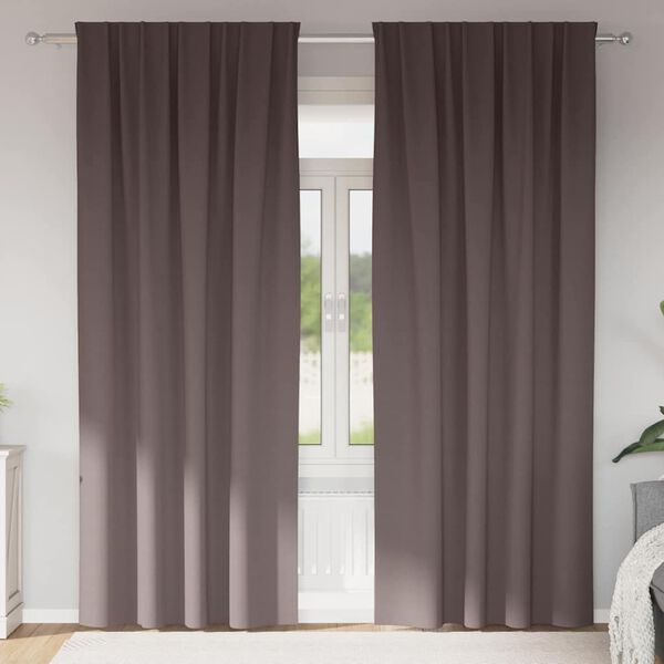 vidaXL Rideaux occultants avec anneaux 2 pcs Marron fonc&eacute; 260 x 140 cm