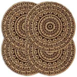 vidaXL Napperons 4 pcs Marron fonc&eacute; 38 cm Rond Jute